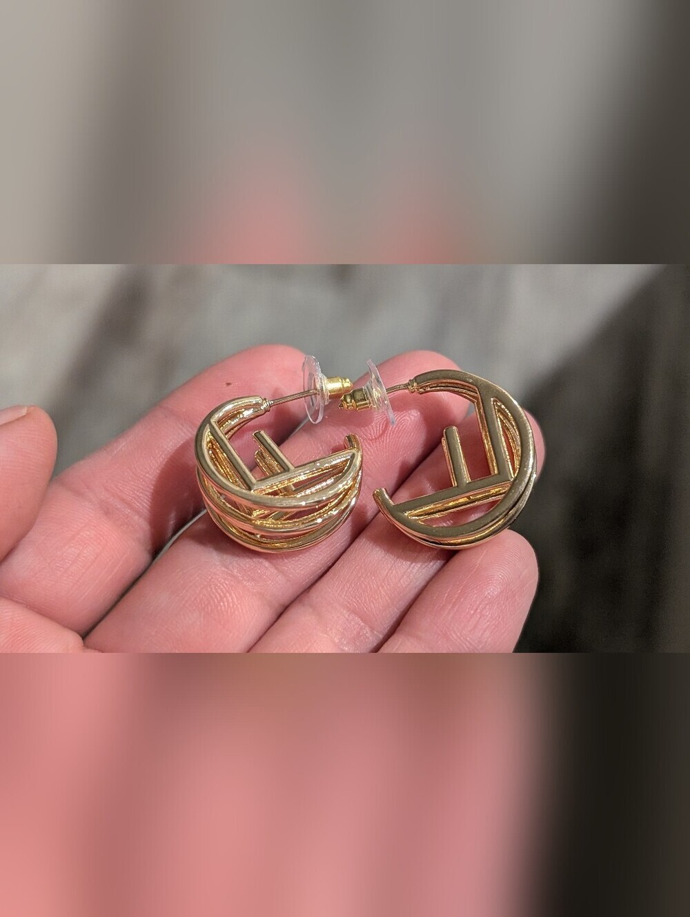 Gold Toned Layered Hoop Earrings Inspired Luxury Fashion Jewelry